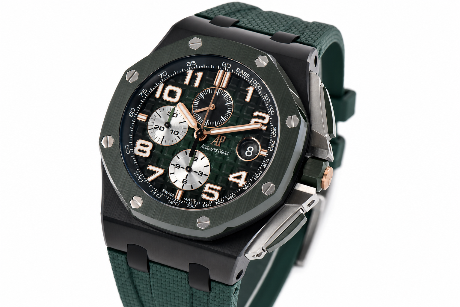 Royal Oak Offshore 2020 44mm RSF 1:1 Best Edition Green Ceramic Bezel Green Dail on Rubber Strap A3126