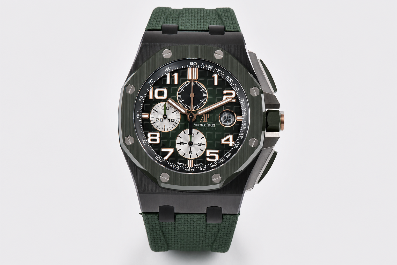 Royal Oak Offshore 2020 44mm RSF 1:1 Best Edition Green Ceramic Bezel Green Dail on Rubber Strap A3126 - Image 2