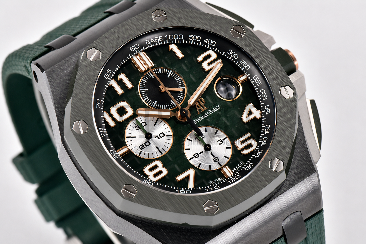 Royal Oak Offshore 2020 44mm RSF 1:1 Best Edition Green Ceramic Bezel Green Dail on Rubber Strap A3126 - Image 3