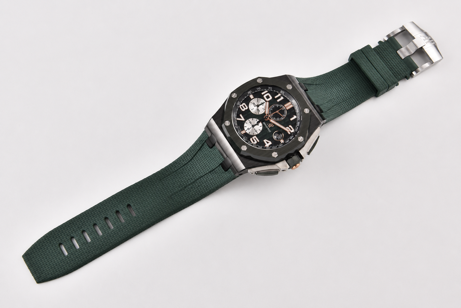 Royal Oak Offshore 2020 44mm RSF 1:1 Best Edition Green Ceramic Bezel Green Dail on Rubber Strap A3126 - Image 5
