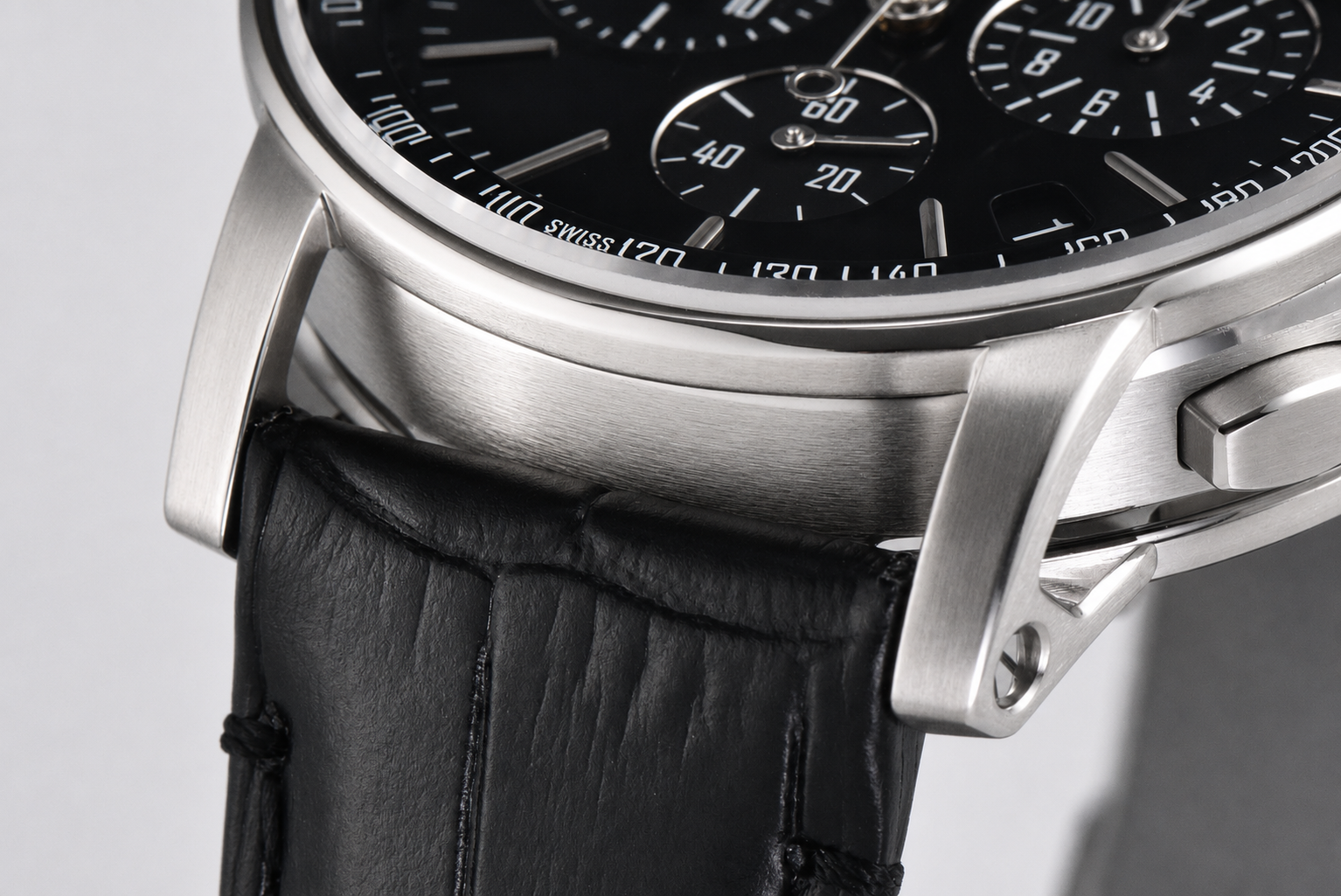 Code 11.59 Chrono 26393 SS APSF 1:1 Best Edition Black Dial on Black Leather Strap SA4401 - Image 5