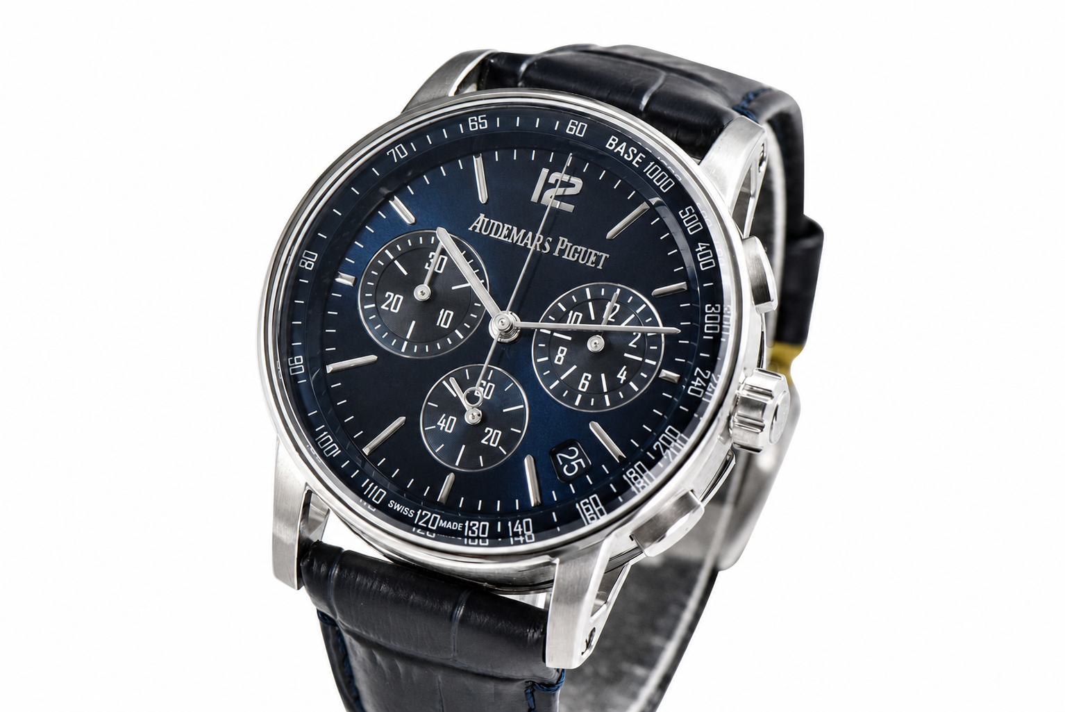 Code 11.59 Chrono 26393 SS APSF 1:1 Best Edition Blue Dial on Blue Leather Strap SA4401