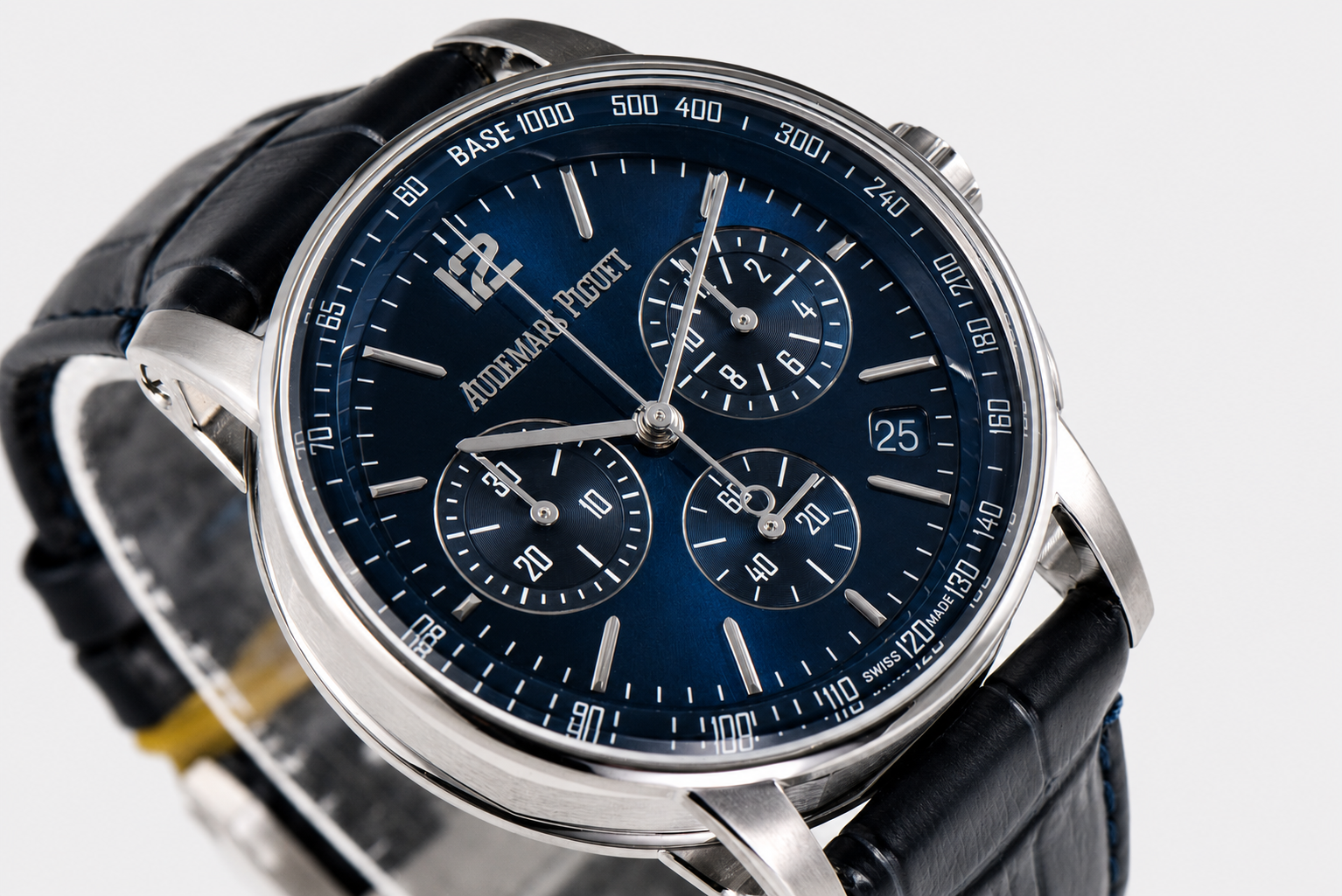 Code 11.59 Chrono 26393 SS APSF 1:1 Best Edition Blue Dial on Blue Leather Strap SA4401 - Image 2