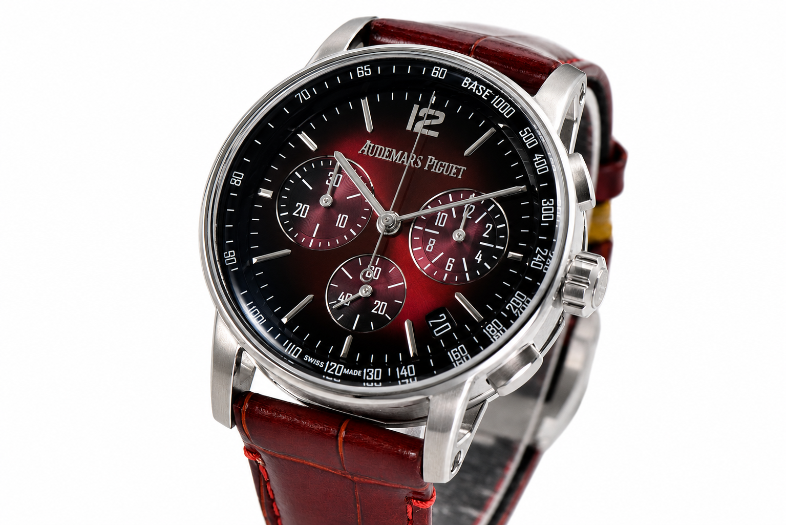 Code 11.59 Chrono 26393 SS APSF 1:1 Best Edition Gradient Red Dial on Red Leather Strap SA4401