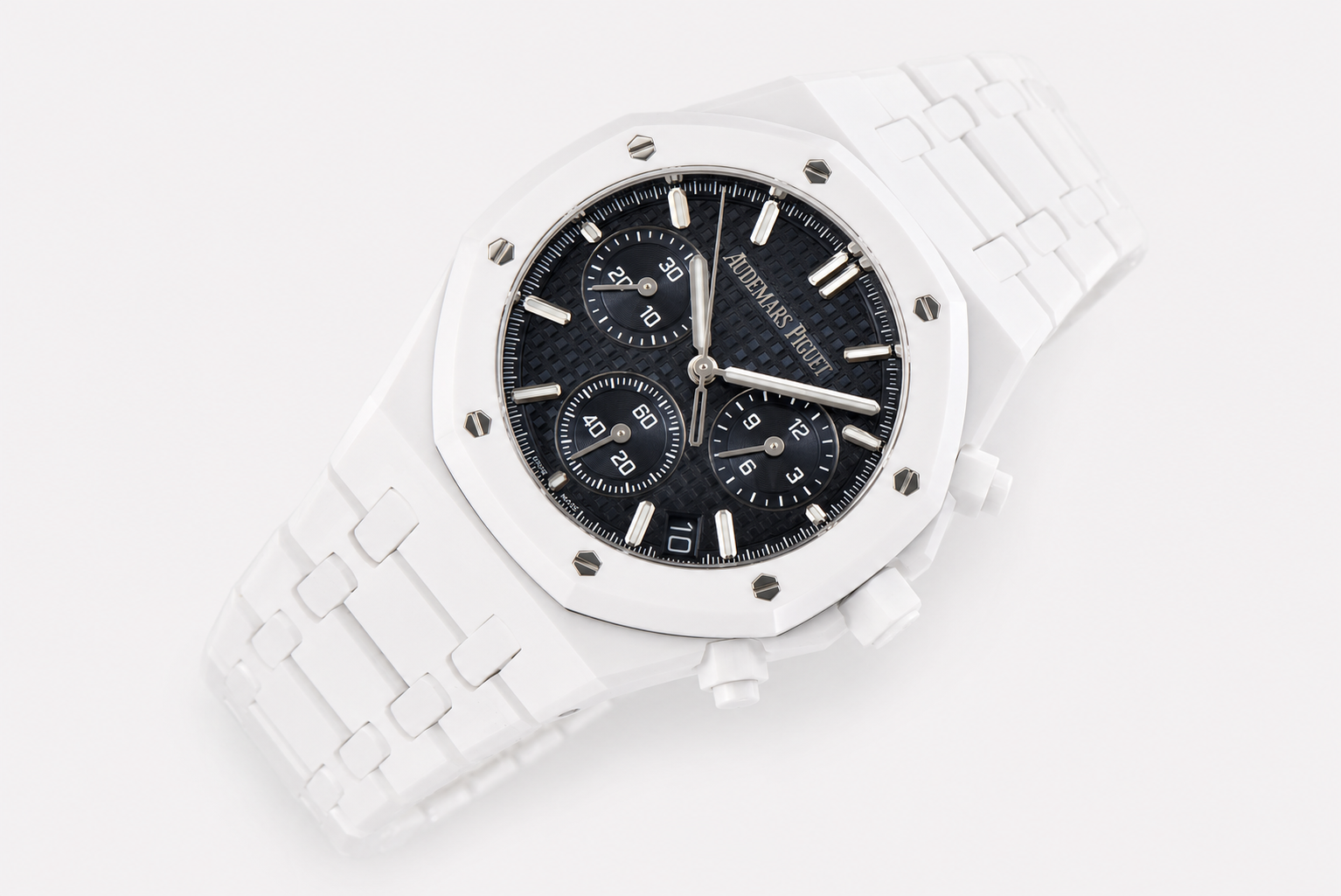 Royal Oak Chrono 26240 White Ceramic APSF 1:1 Best Edition Black Dial on Bracelet SA4401 - Image 2