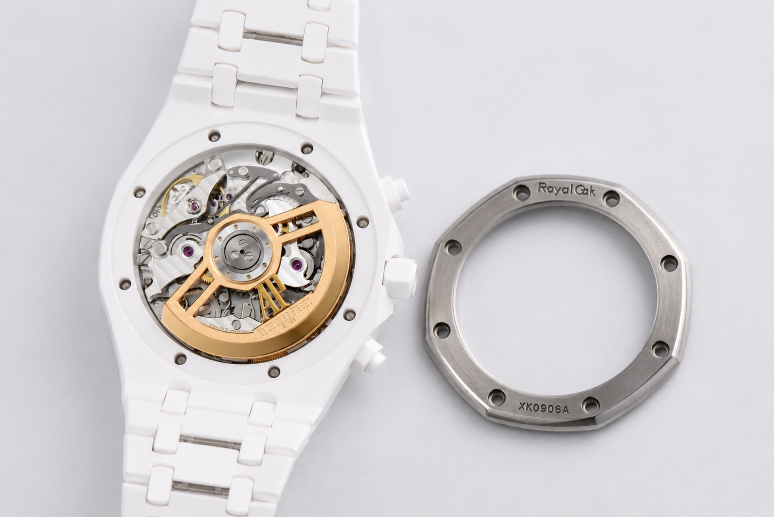 Royal Oak Chrono 26240 White Ceramic APSF 1:1 Best Edition Black Dial on Bracelet SA4401 - Image 7