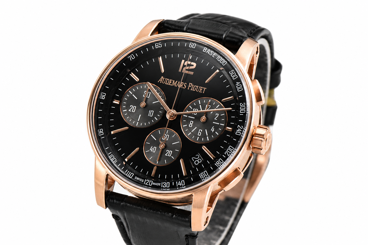 Code 11.59 Chrono 26393 RG APSF 1:1 Best Edition Black/Gray Dial on Blue Leather Strap SA4401