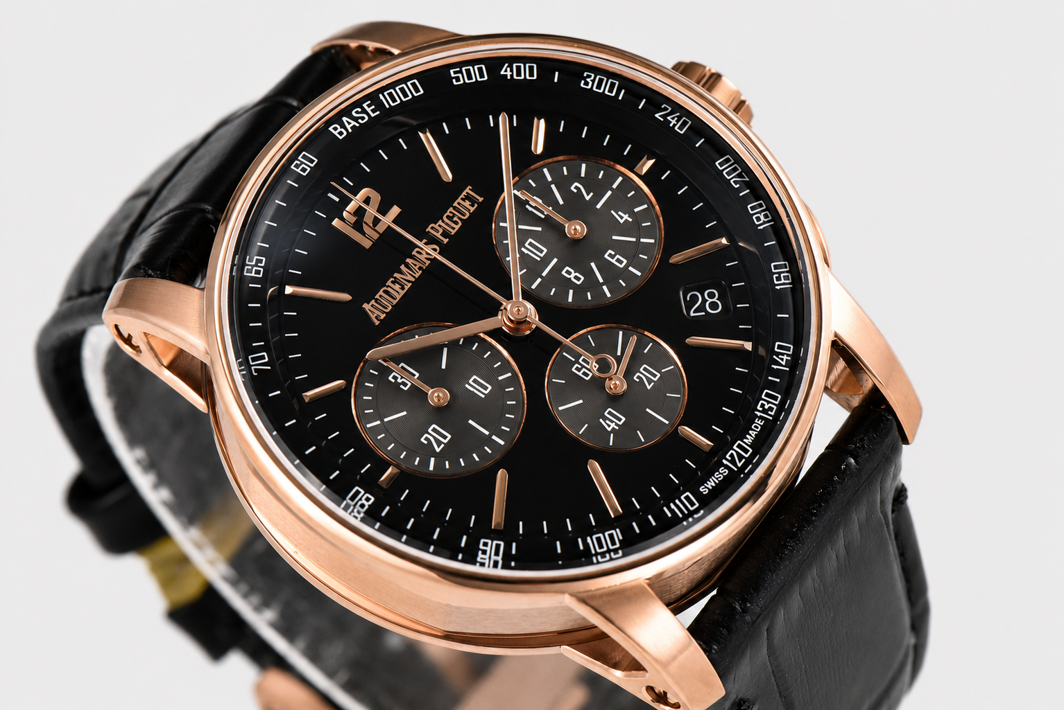 Code 11.59 Chrono 26393 RG APSF 1:1 Best Edition Black/Gray Dial on Blue Leather Strap SA4401 - Image 2