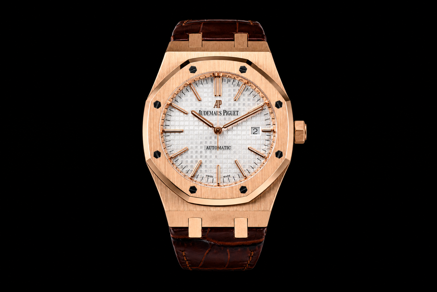 Royal Oak 41mm 15400 RG APSF 1:1 Best Edition Silver Dial on Brown Leather Strap SA3120 V4(Tungsten Heavy Version) - Image 2