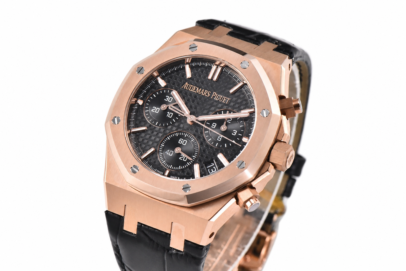 Royal Oak Chrono 26240 RG APSF 1:1 Best Edition Black Dial on Black Leather Strap SA4401