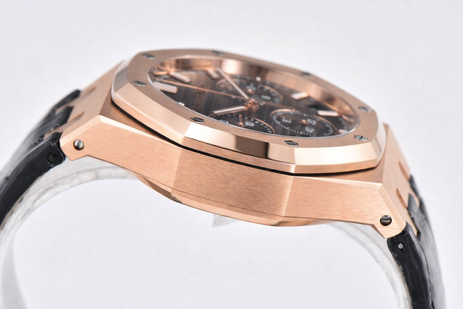 Royal Oak Chrono 26240 RG APSF 1:1 Best Edition Black Dial on Black Leather Strap SA4401 - Image 3