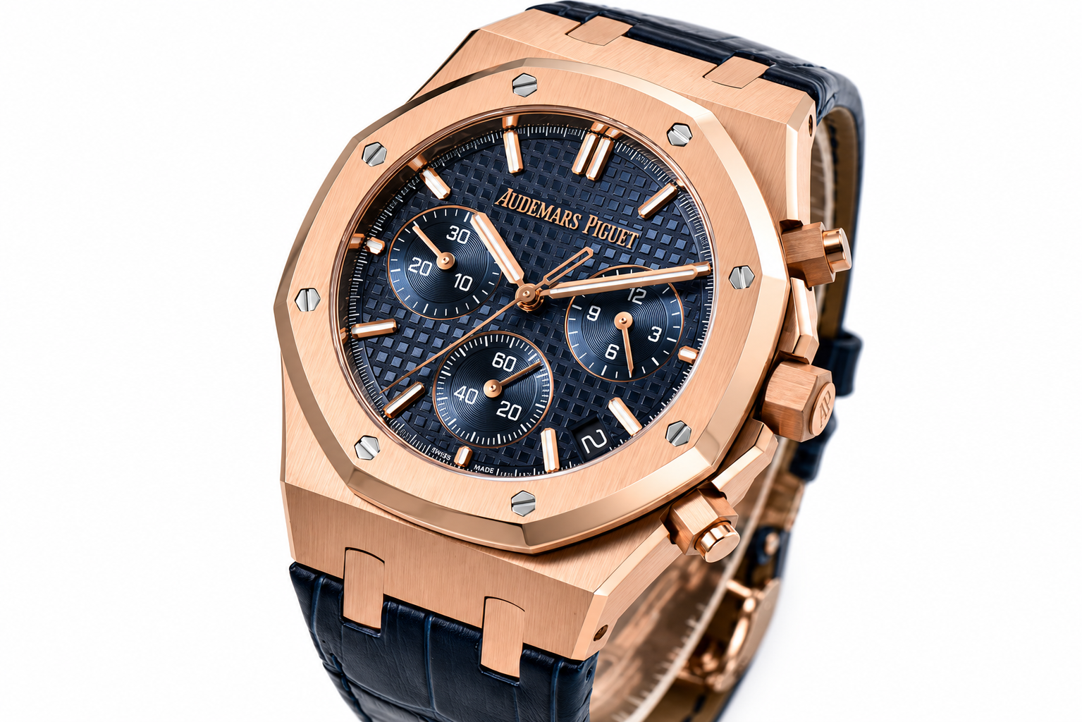 Royal Oak Chrono 26240 RG APSF 1:1 Best Edition Blue Dial on Black Leather Strap SA4401