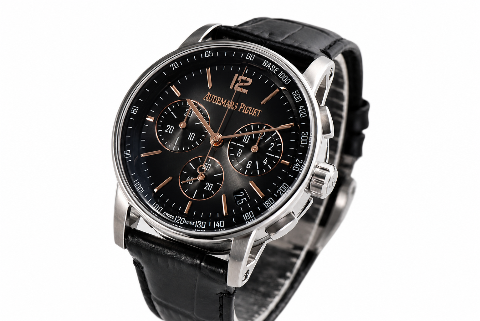 Code 11.59 Chrono 26393 SS APSF 1:1 Best Edition Gradient Gray Dial on Black Leather Strap SA4401