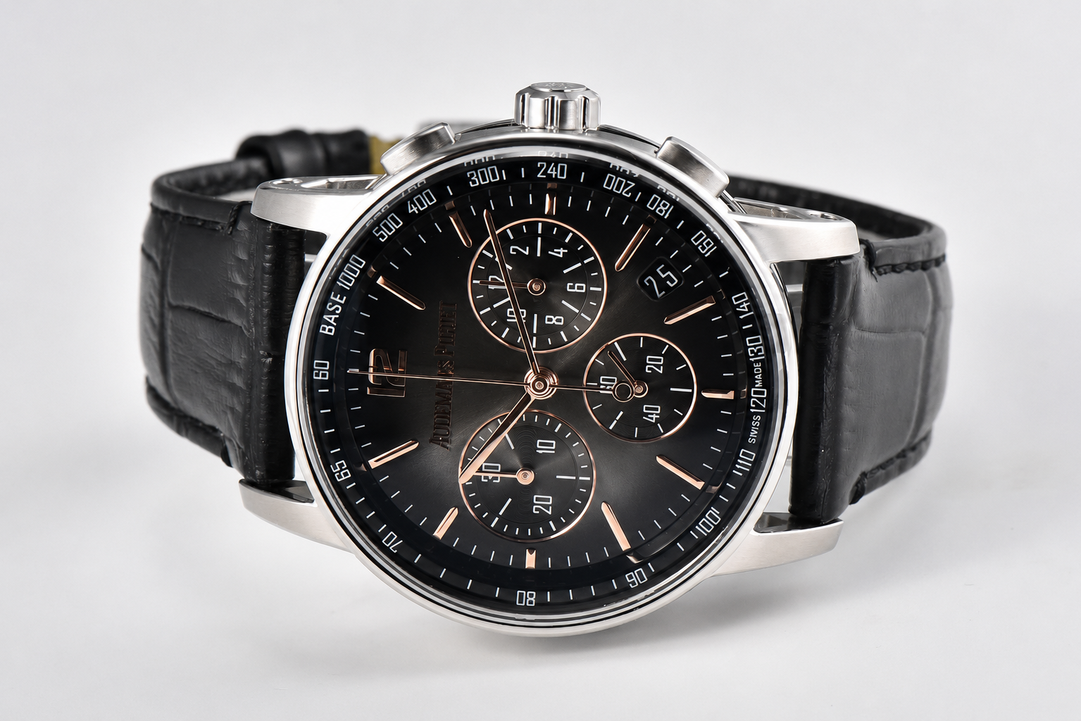 Code 11.59 Chrono 26393 SS APSF 1:1 Best Edition Gradient Gray Dial on Black Leather Strap SA4401 - Image 3
