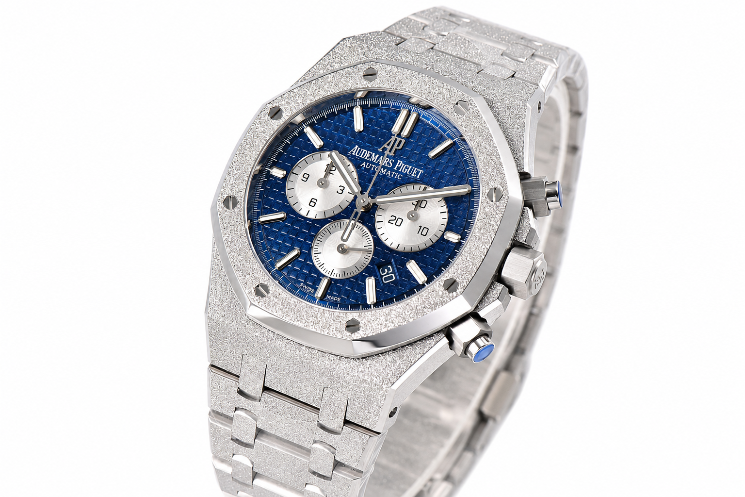 Royal Oak Chrono 26331 Frosted SS APSF 1:1 Best Edition Blue/White Dial on Bracelet A2385