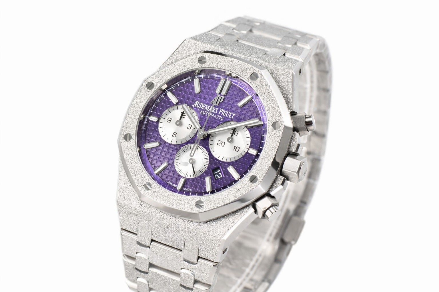 Royal Oak Chrono 26331 Frosted SS APSF 1:1 Best Edition Purple/White Dial on Bracelet A2385