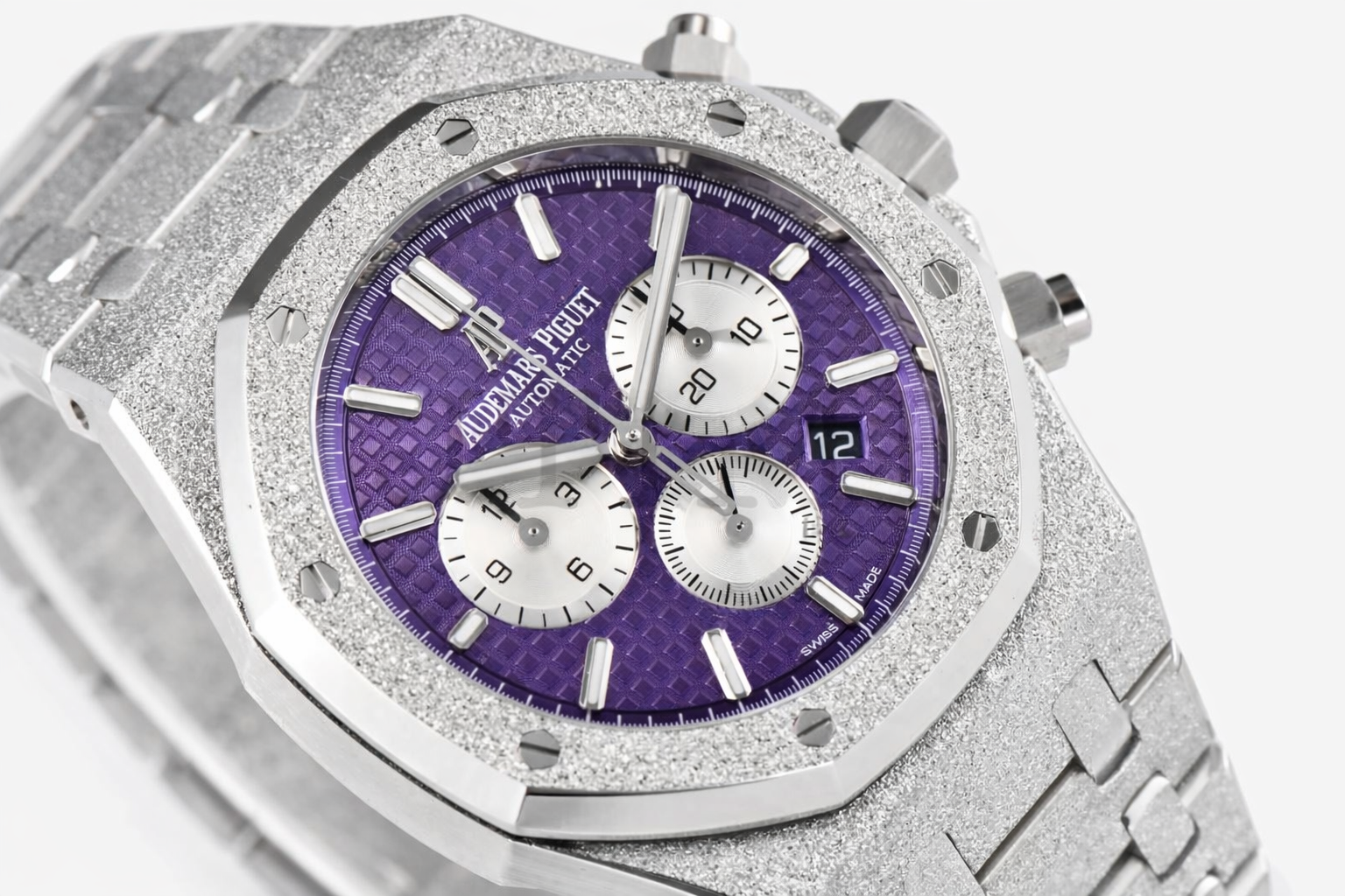 Royal Oak Chrono 26331 Frosted SS APSF 1:1 Best Edition Purple/White Dial on Bracelet A2385 - Image 3