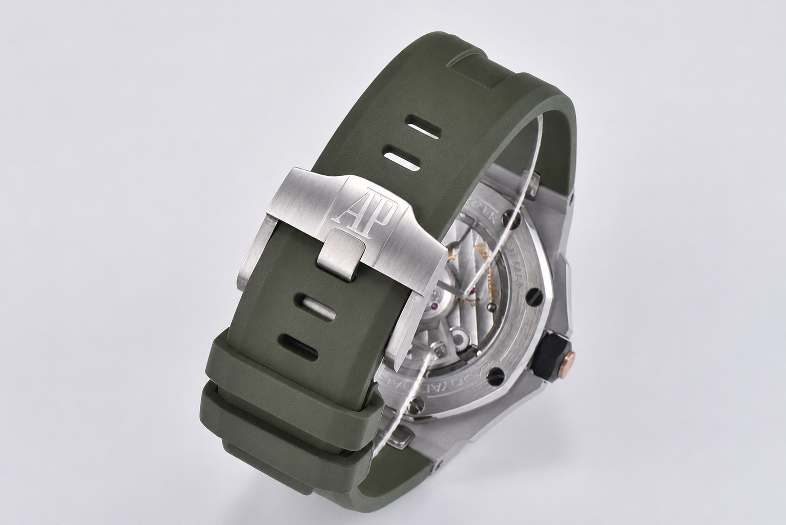 Royal Oak Offshore Diver 15720 SS APF 1:1 Best Edition Green Dial on Green Rubber Strap A4308 - Image 6