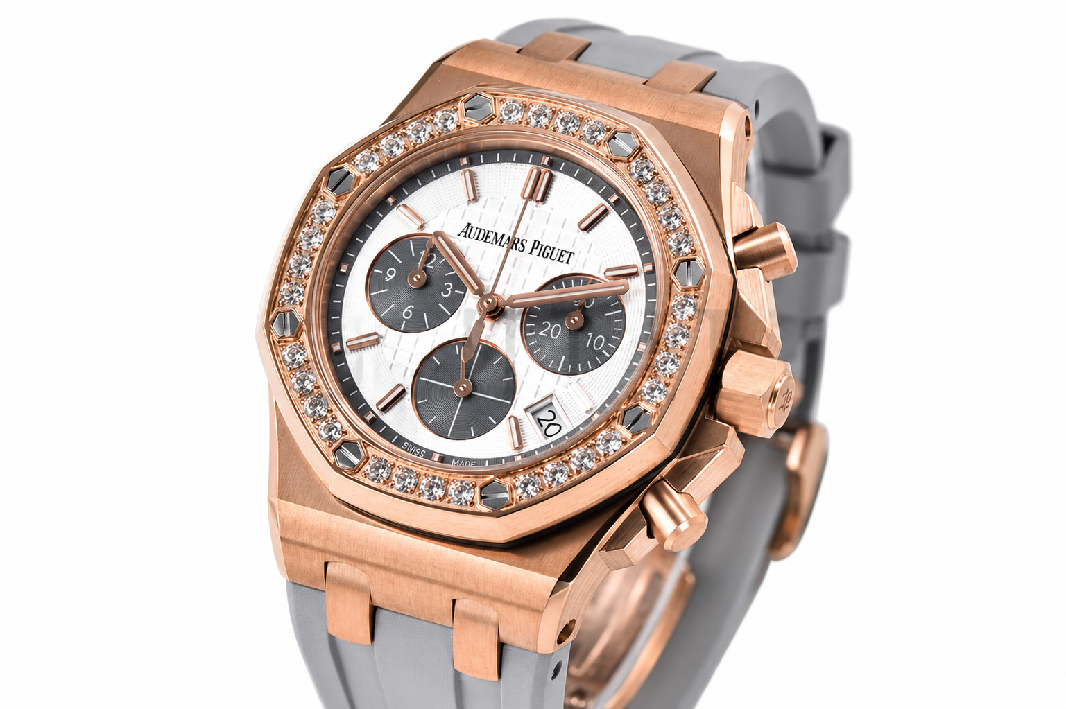Royal Oak Offshore 37mm RG Ladies 26231 APSF 1:1 Best Edition White/Gray Dial on Gray Rubber Strap A2385