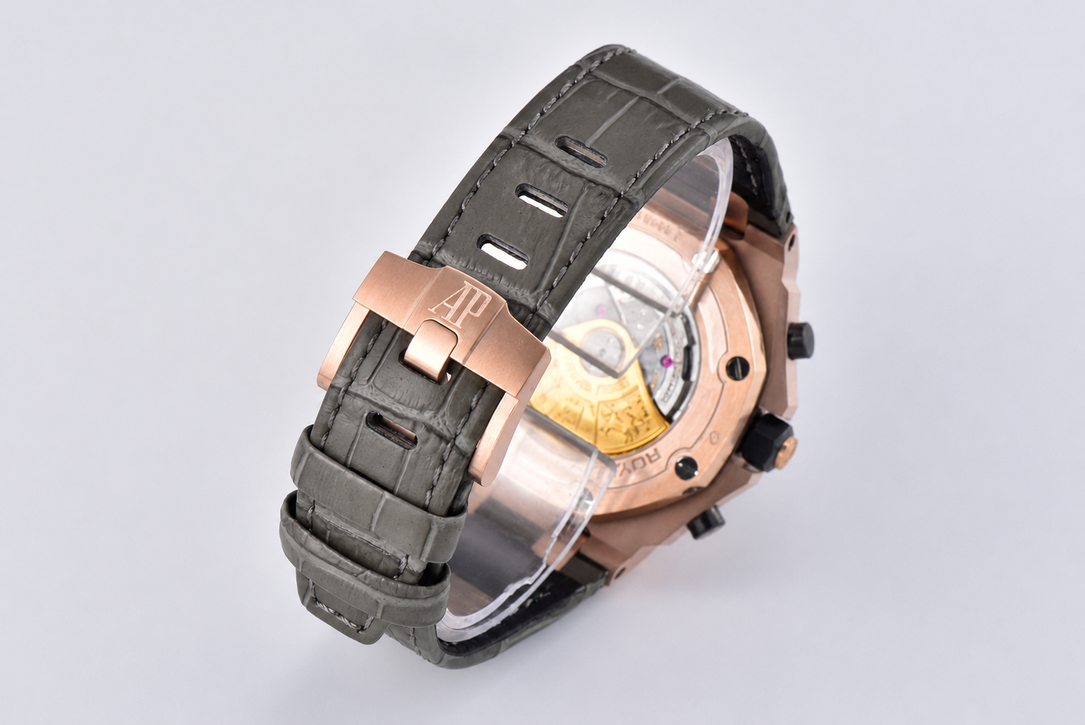 Royal Oak Offshore 42mm RG APF 1:1 Best Edition Black/Silver Dial on Green Leather Strap A3126 - Image 6
