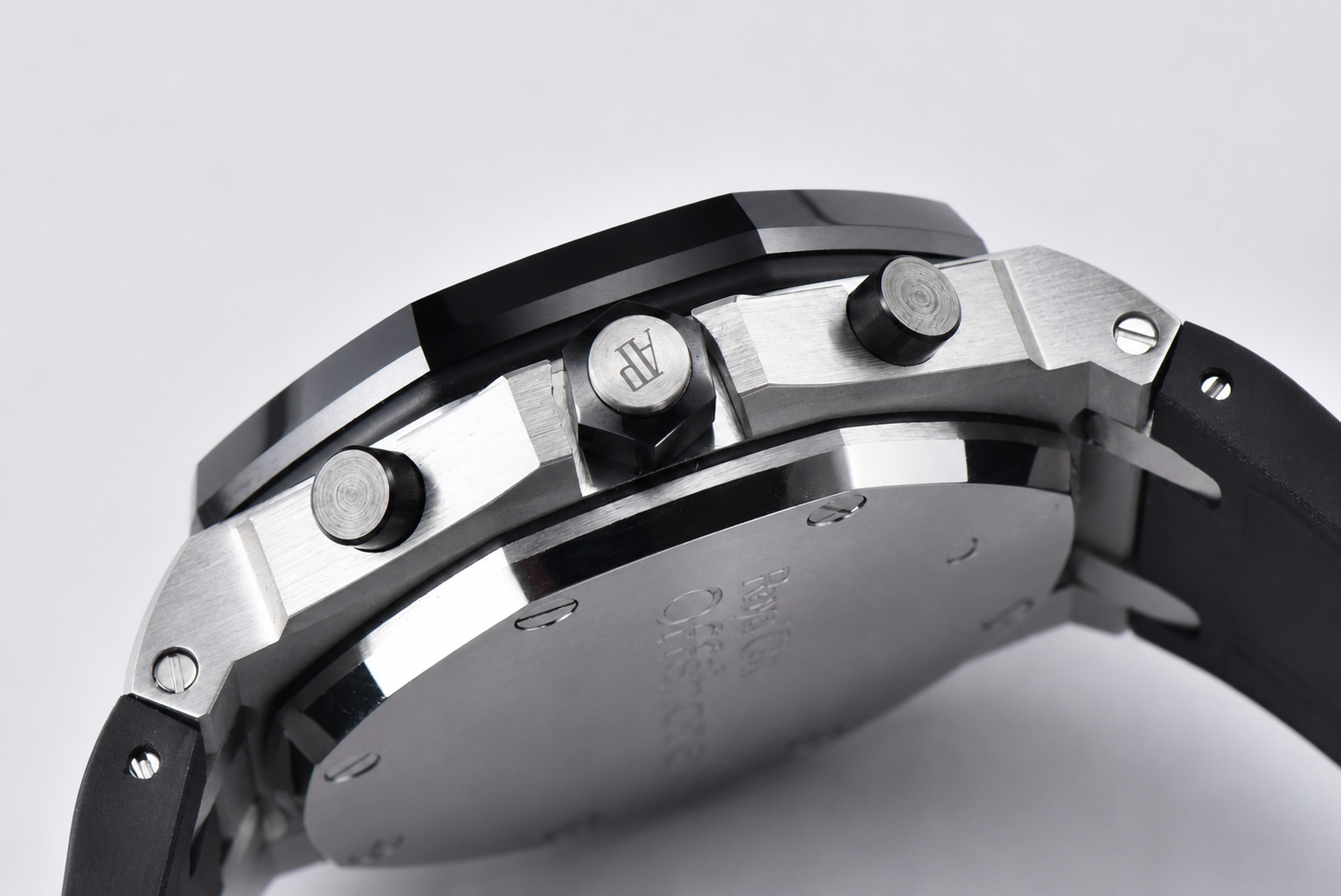 Royal Oak Offshore 42mm SS APF 1:1 Best Edition White Dial White Numeral Markers Ceramic Bezel on Black Rubber Strap A7750 - Image 6